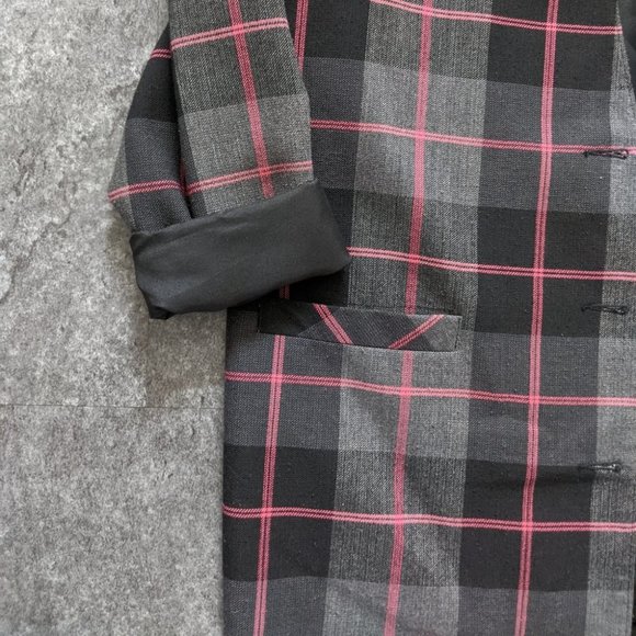 Vintage oversized button down window pane plaid blazer meanswear - Picture 3 of 9